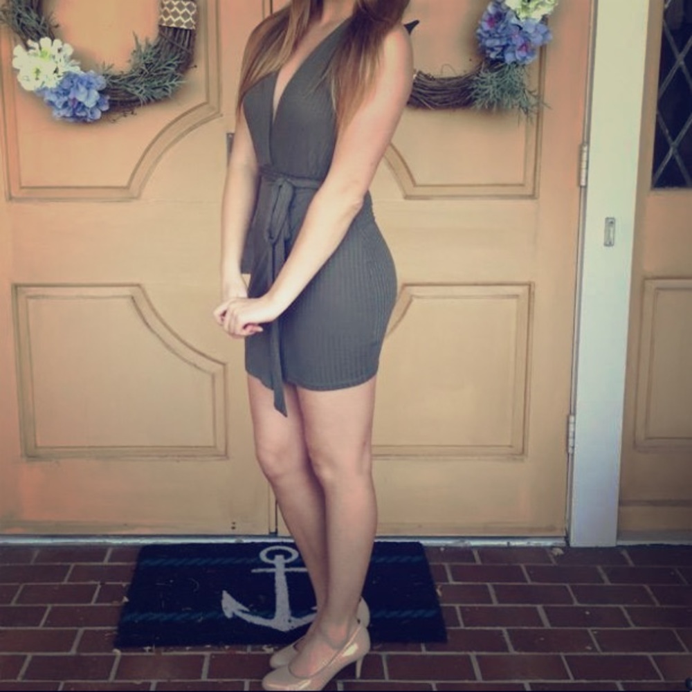 Olive green bodycon dress